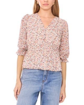 Floral Print Smocked Waist Top