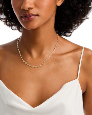 18K Yellow Gold Diamond Principessa Flower Necklace, 17"