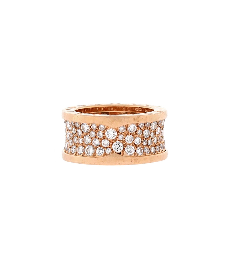 Pre-owned Pre-owned Bvlgari Bvlgari B. Zero1 Ring 18k Rose Gold With Pave Diamonds