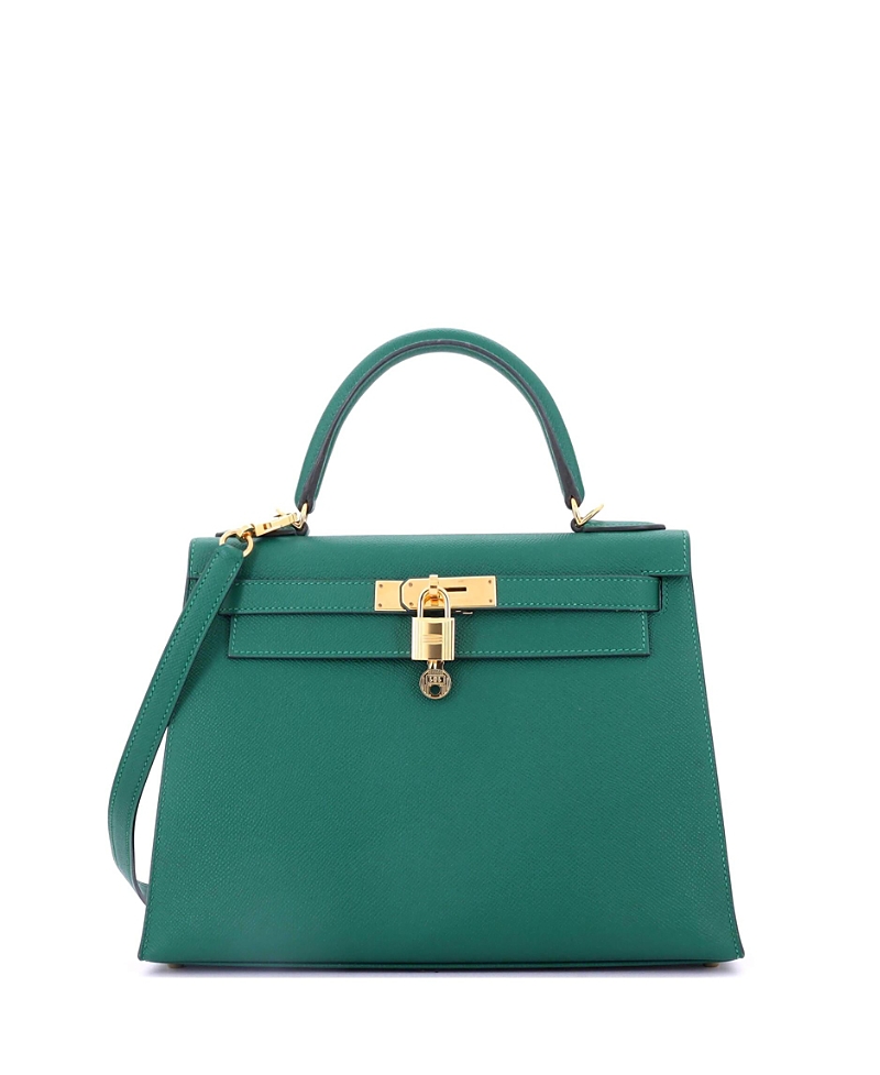 Pre-owned Pre-owned Hermes Hermes Kelly 28 Handbag Green Epsom With Gold Hardware