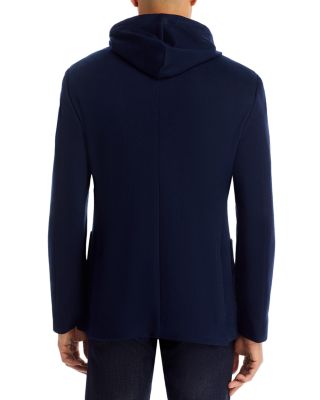 Double Face Jersey Removable Hood Slim Fit Sport Coat