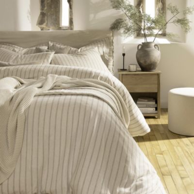 Flannel Marl Stripe Brushed Cotton Duvet Set