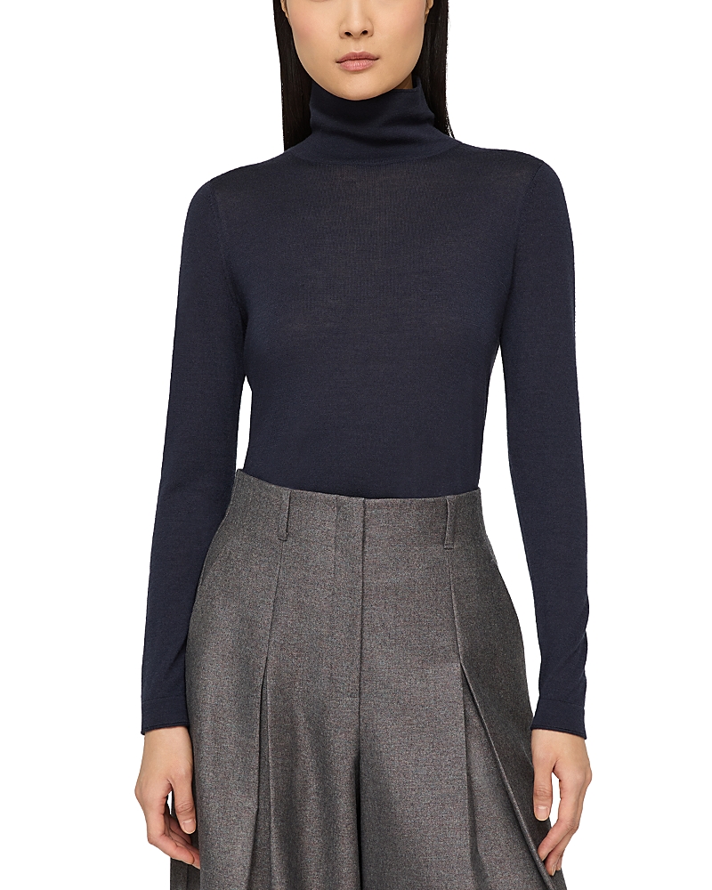 Lafayette 148 Cashmere Stand Collar Pullover Sweater In Blue
