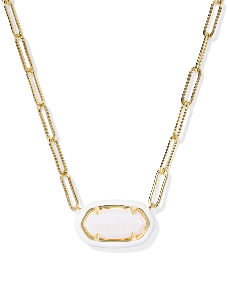 Kendra Scott Elisa Enamel Frame Paperclip Necklace, 15-17l In Gold