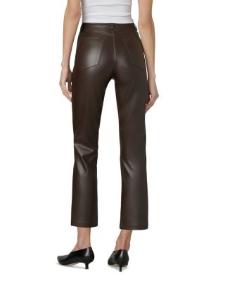 The Lyra Slim Faux Leather Jeans in Dark Chocolate