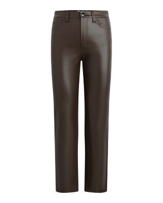 The Lyra Slim Faux Leather Jeans in Dark Chocolate