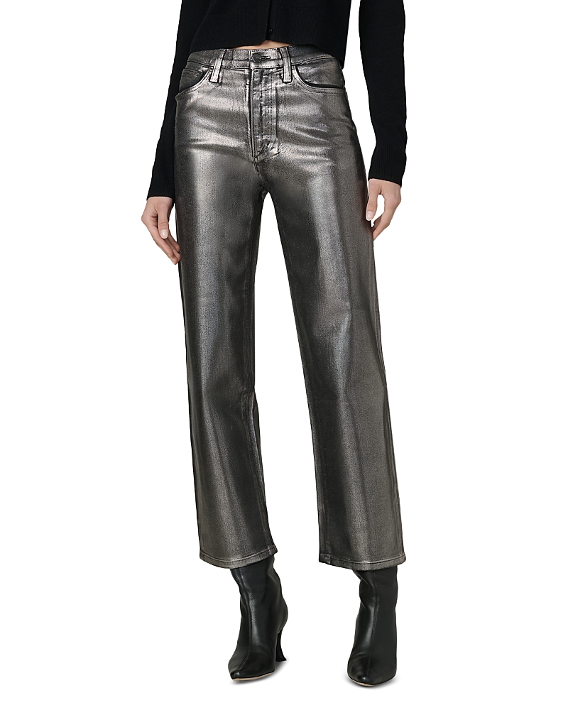Joe's Jeans The Blake Cropped Wide Leg Jeans In Pewter Foil In Black