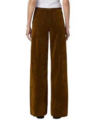 The Mia Wide Leg Flocked Jeans in Bronze Brown