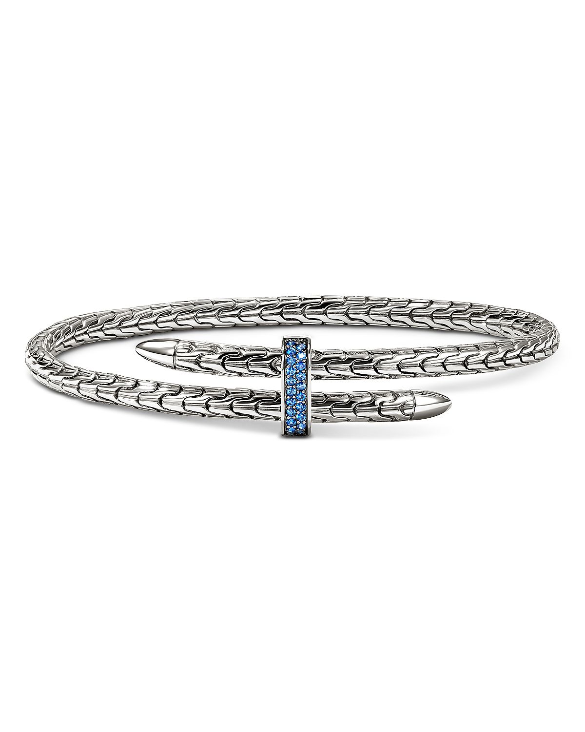 John Hardy Sterling Silver Spear Blue Sapphire Coil Cuff Bracelet