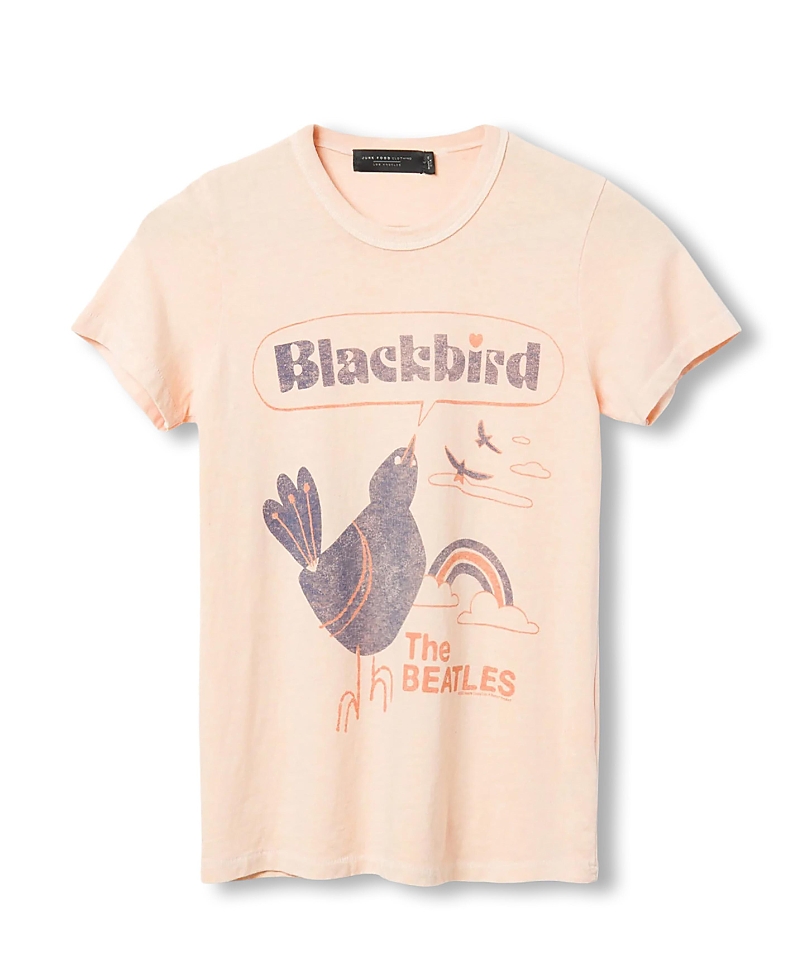 Junk Food Clothing Women's The Beatles Blackbird Original Tee In Pink