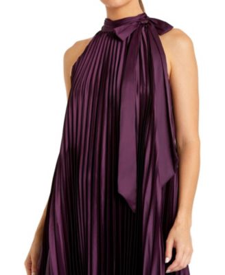 Pleated Halter Neck High Low Gown