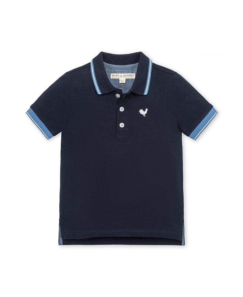 Hope & Henry Boys' Organic Short Sleeve Knit Pique Polo Shirt - Big Kid In Blue