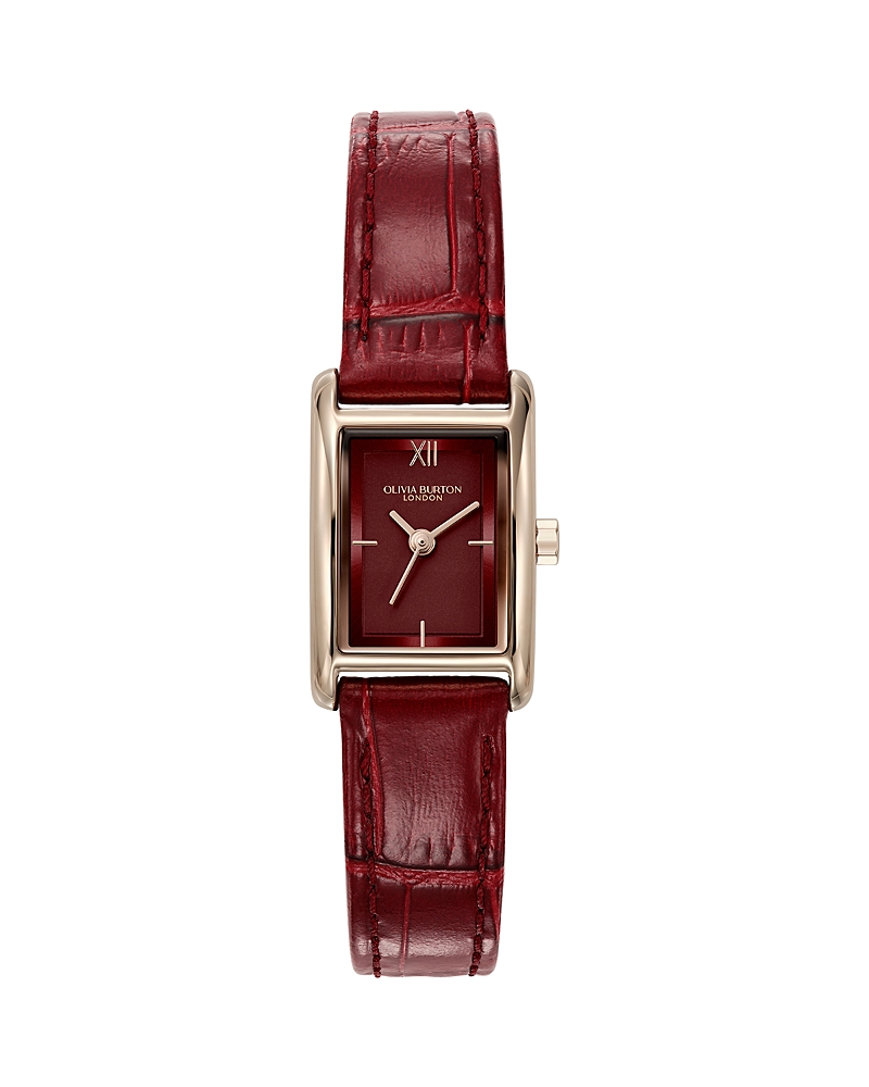 Olivia Burton Women's Mini Grove Cherry Leather Calfskin Strap Watch, 16mm In Burgundy