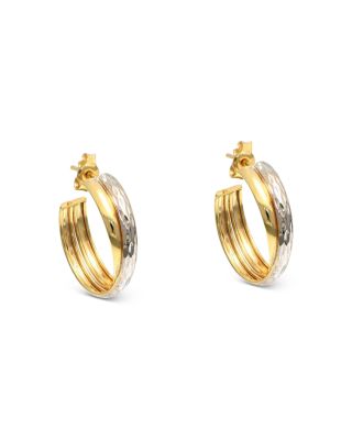 14K Yellow & White Gold Gemella Hoop Earrings