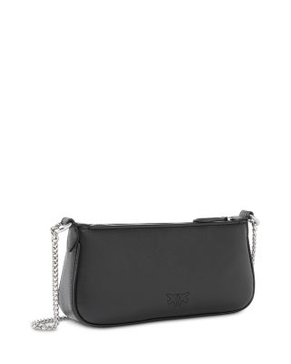 Leather Half Moon Baguette Shoulder Bag