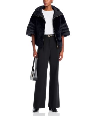 Satin Short Sleeve Faux Fur Jacket