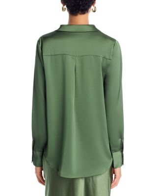 Satin Button Front Blouse - Exclusive