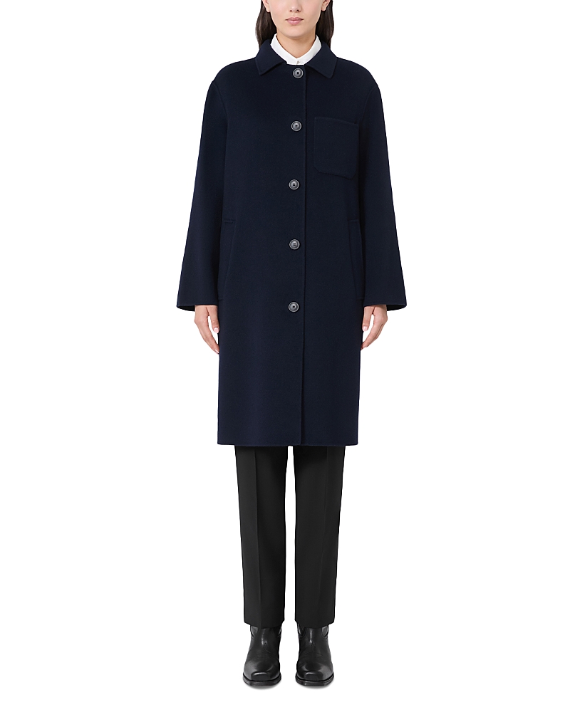 Weekend Max Mara Zenone Coat With Back Belt Detail In Blue