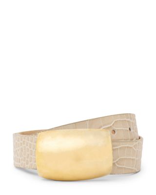 Milou Domed Croc Embossed Leather Belt