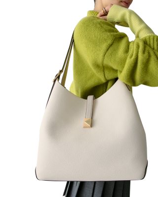 Deco Color Blocked Pebbled Leather Medium Shoulder Bag