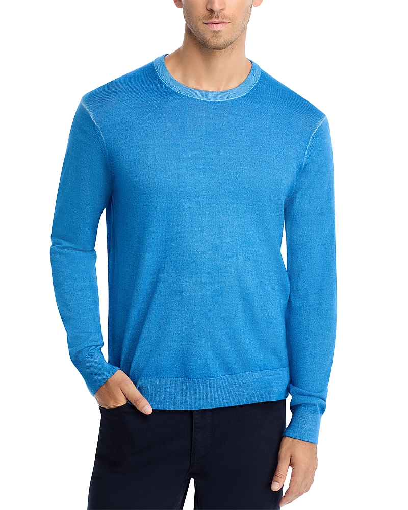 Michael Kors Merino Wool Garment Dyed Sweater In Blue