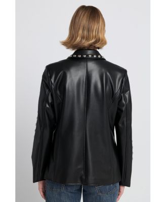 Elle Studded Faux Leather Blazer