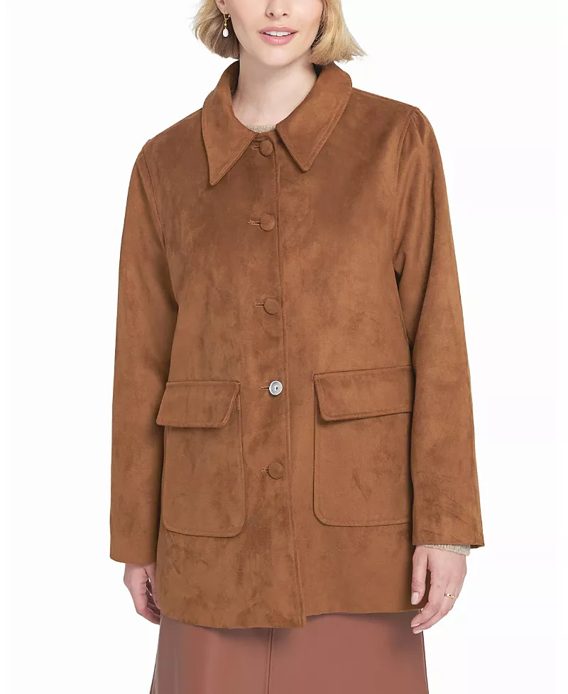 Elle Collection Faux Suede Car Coat