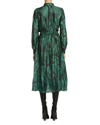 Printed Tie Neck Midi Dress