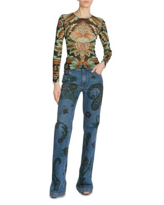 Printed Long Sleeve Jersey Top