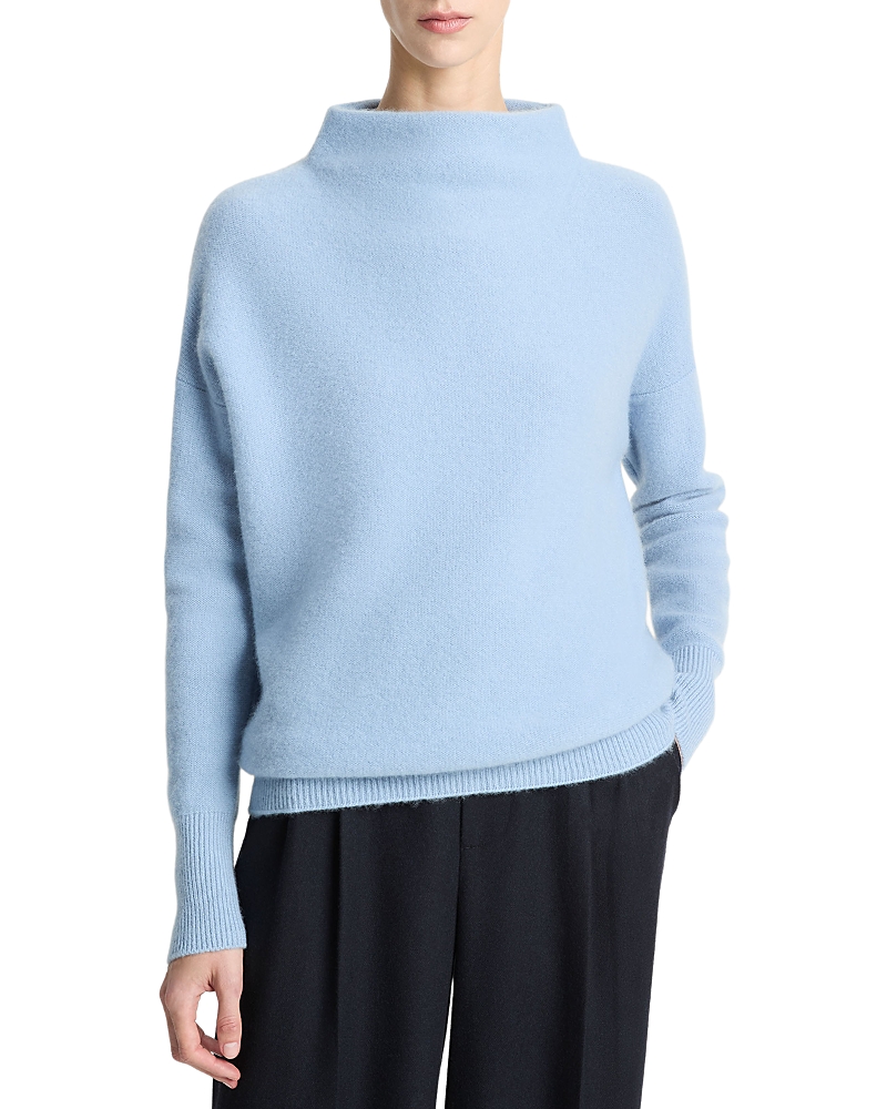 Vince Boiled Cashmere Funnel Neck Sweater In Blue