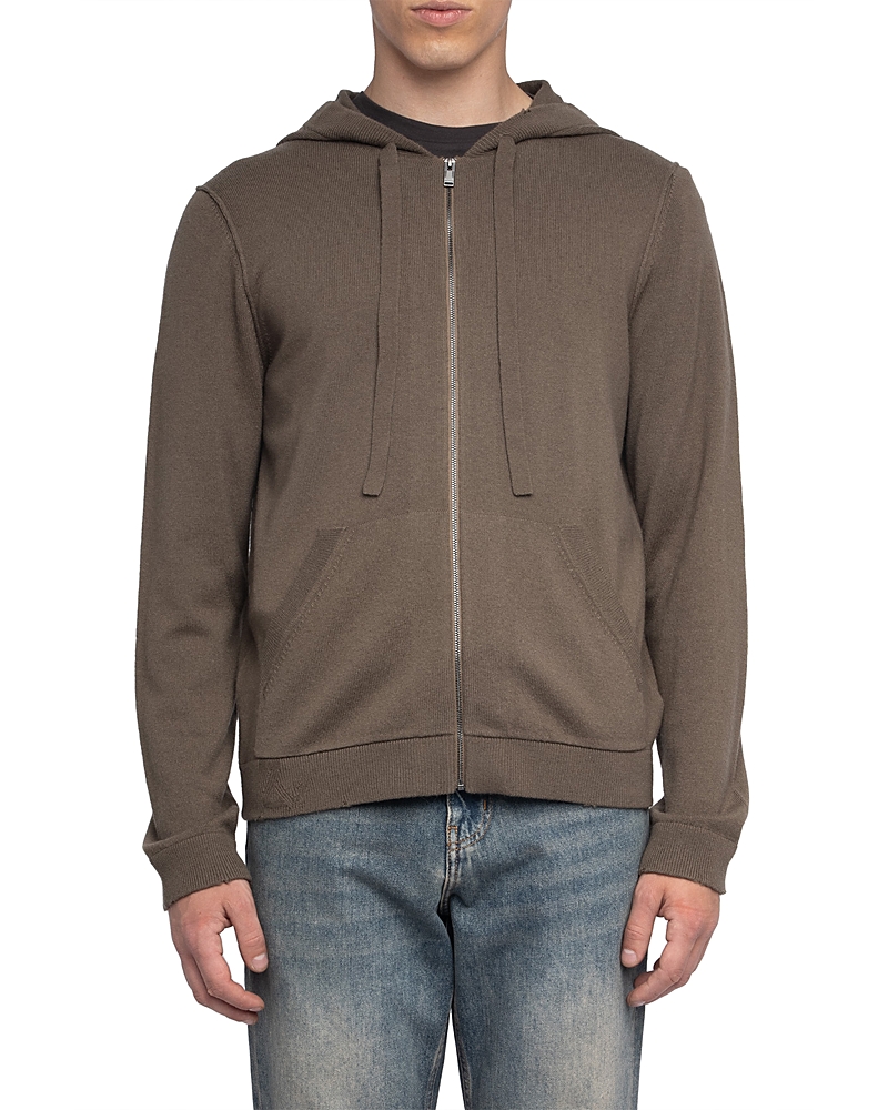 Zadig & Voltaire Clash Lc Patch Western Wool Blend Hoodie In Brown