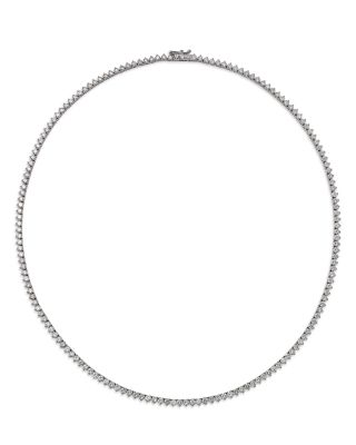 Diamond Classic 3-Prong Tennis Necklace in 14K White or Yellow Gold, 8.0 tcw