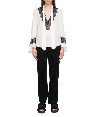 Tuan Silk Lace Trim Blouse