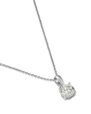 Certified Diamond Colorless Solitaire Pendant Necklace in 18K White Gold, 1.0 tcw