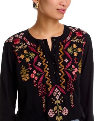 Embroidered Henley Tee