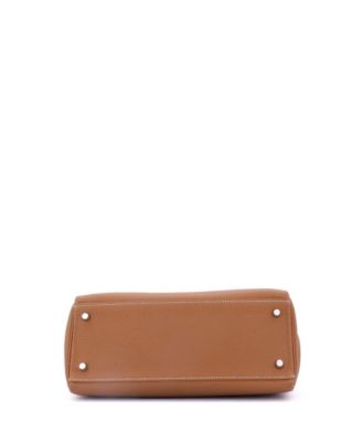Kelly 28 Handbag Brown Togo with Palladium Hardware