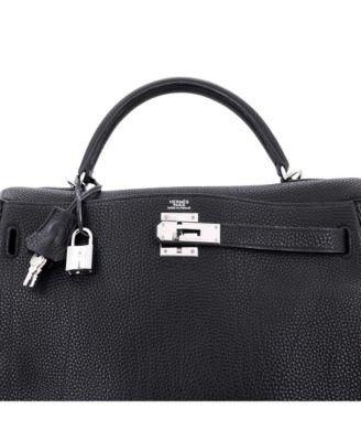 Kelly 32 Handbag Black Togo with Palladium Hardware