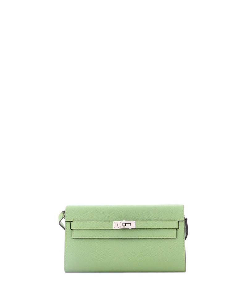 Pre-owned Pre-owned Hermes Hermes Kelly To Go Wallet Verso Epsom In Green