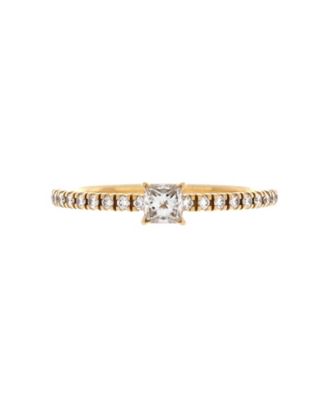 Pre-Owned Cartier - Etincelle de Cartier Ring 18K Gold with Princess Cut Diamond and Pave Diamonds