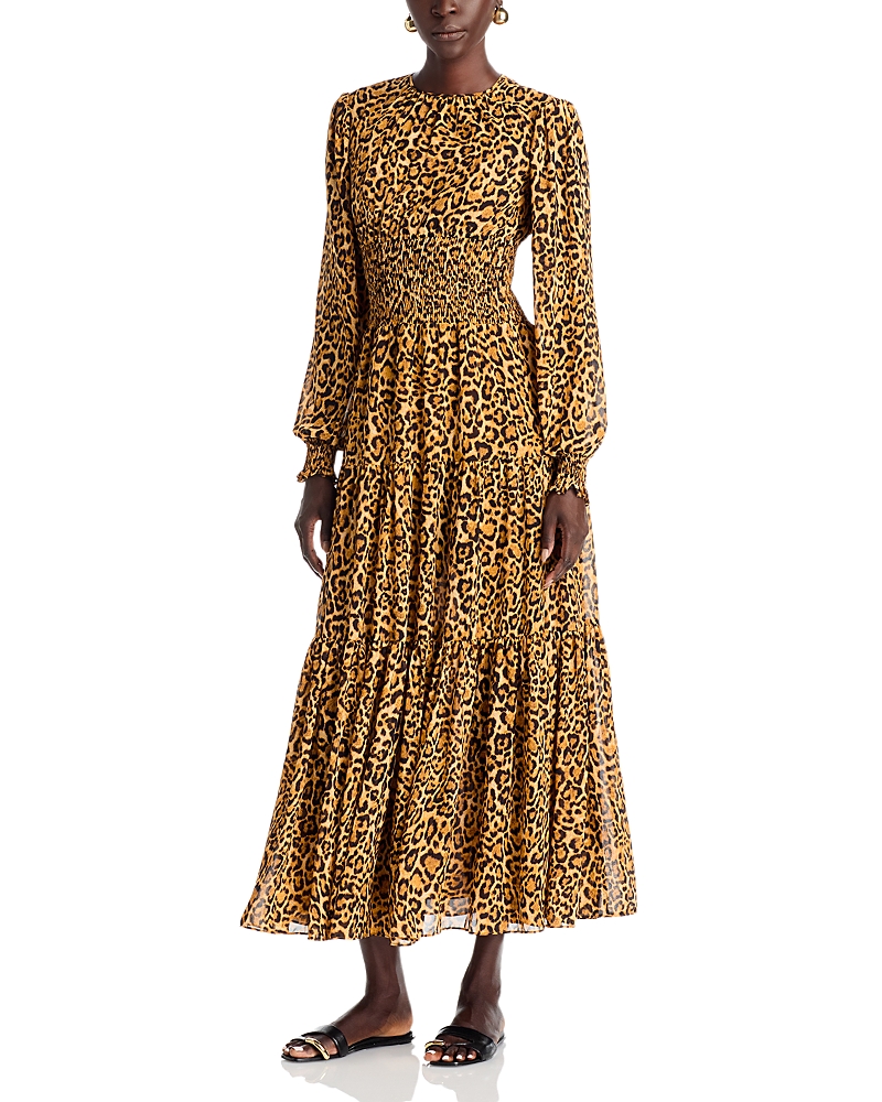 Michael Kors Michael Smock Waist Tiered Maxi Dress In Yellow