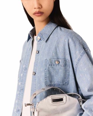 Short Rhinestone Denim Shirt