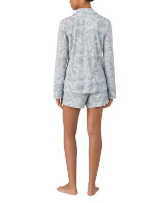 Long Sleeve Notch Collar Boxer Shorts Pajama Set