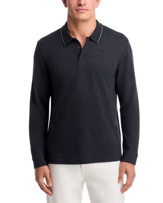 Heathered Double Face Long Sleeve Polo Shirt