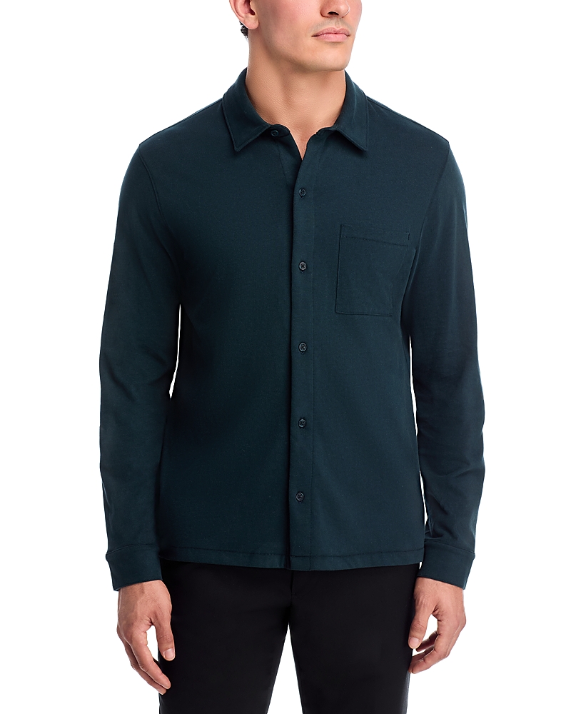 Vince Long Sleeve Button Front Shirt In Blue