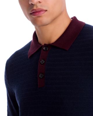 Long Sleeve Textured Polo Shirt