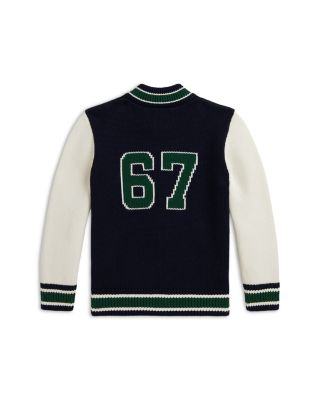 Boys' Letterman Cotton Full Zip Sweater - Little Kid