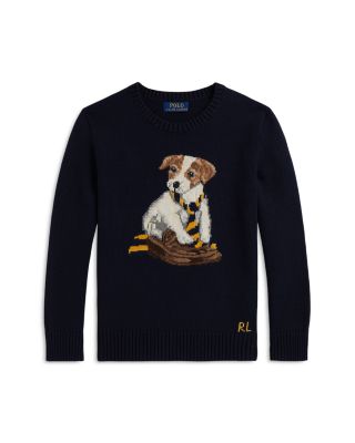 Boys' Dog Intarsia Cotton Sweater - Big Kid