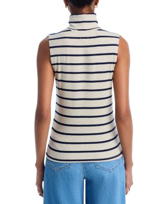 Ceci Stripe Sleeveless Turtleneck Top