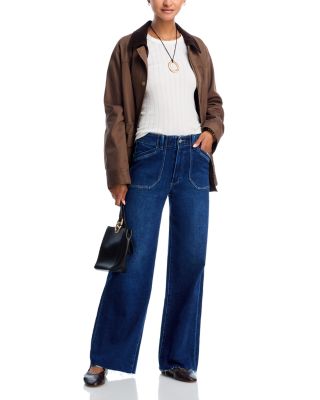 Anessa High Rise Raw Hem Wide Leg Jeans in Live Forever