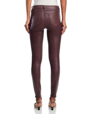 Marguerite High Rise Coated Skinny Jeans in Chocolate